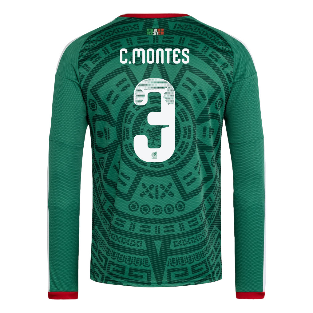 César Montes 3 Mexico National Team 2026 Home Long Sleeve Jersey - Green - Jersey Teams