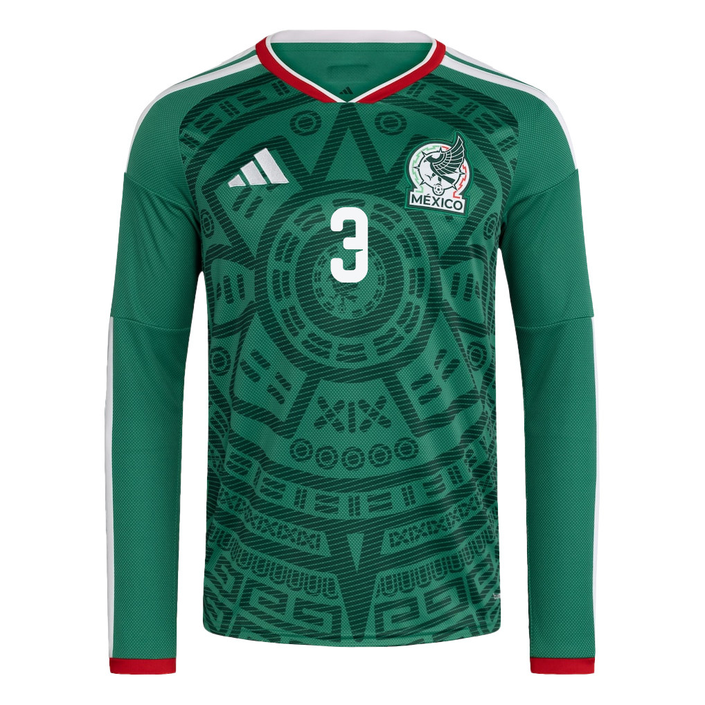 César Montes 3 Mexico National Team 2026 Home Long Sleeve Jersey - Green - Jersey Teams