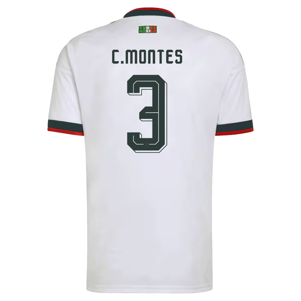 César Montes 3 Mexico National Team 2026 x World Cup Patch Away Jersey - White, Men - Jersey Teams