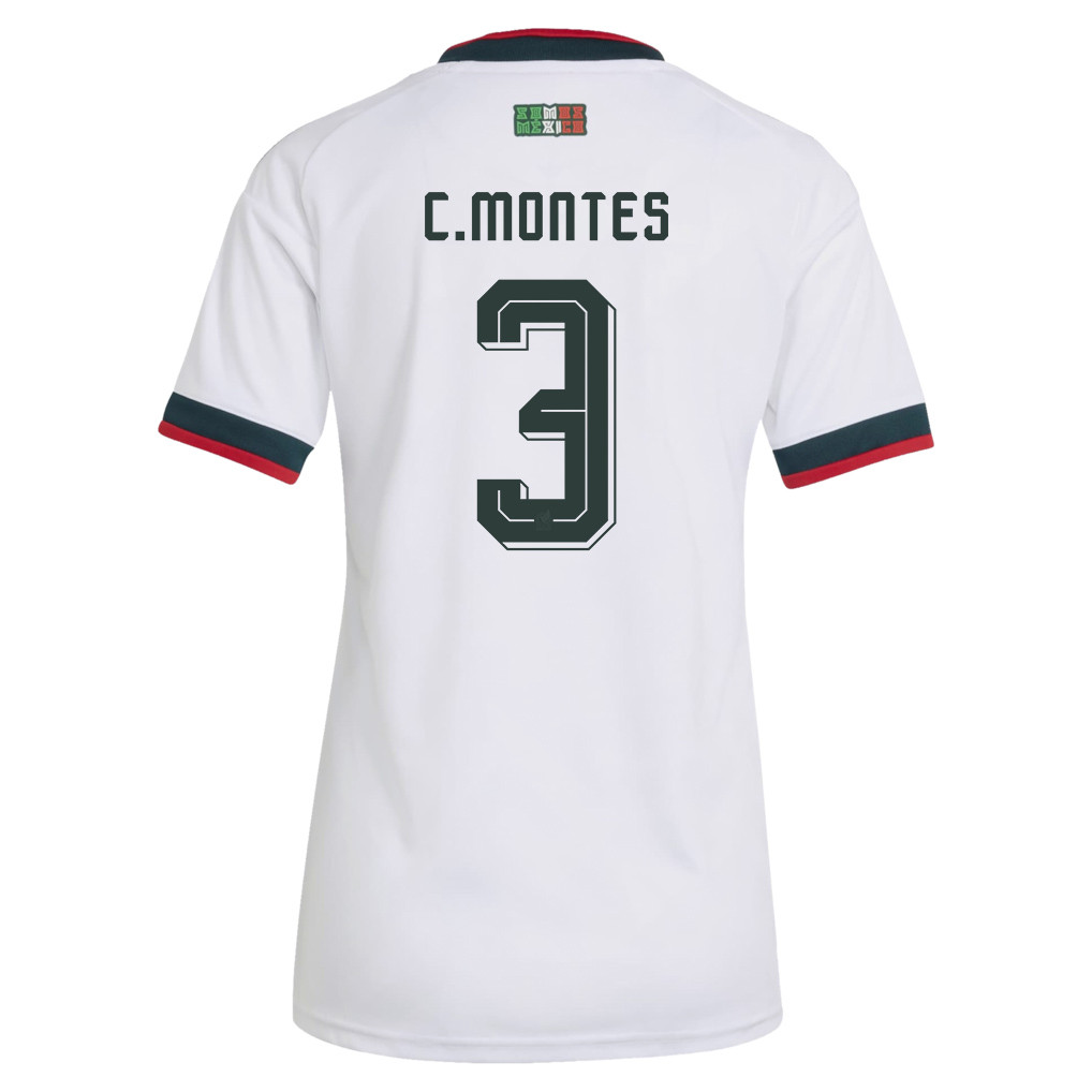 César Montes 3 Women's Mexico National Team 2026 Away Jersey - White - Jersey Teams