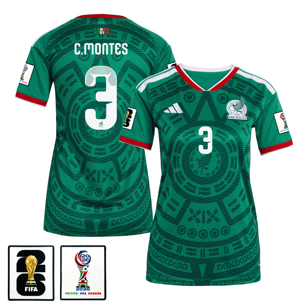 César Montes 3 Women's Mexico National Team 2026 Home Jersey - Green - Jersey Teams