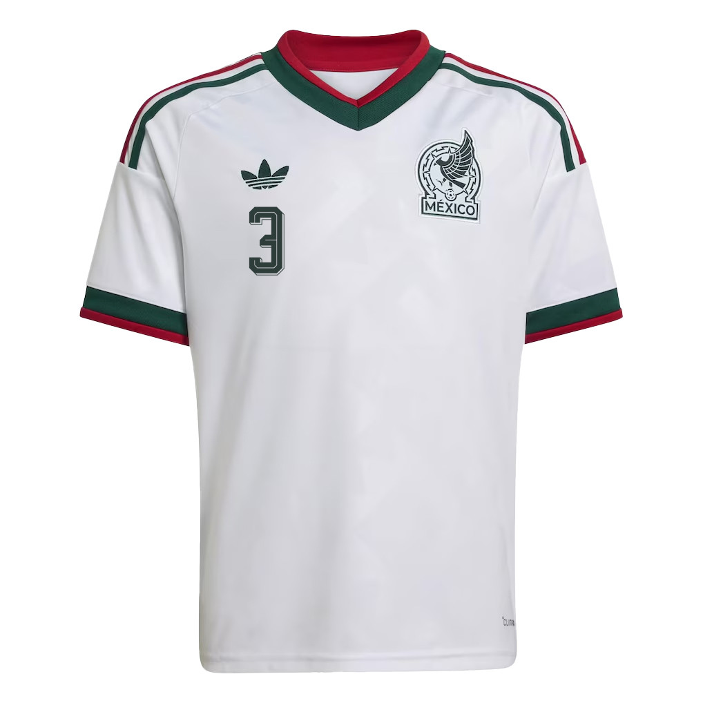 César Montes 3 Youth Mexico National Team 2026 Away Jersey - White - Jersey Teams