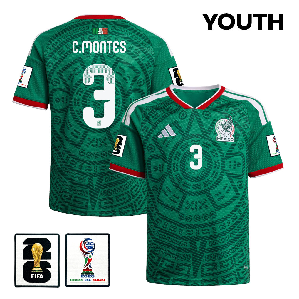 César Montes 3 Youth Mexico National Team 2026 Home Jersey - Green - Jersey Teams