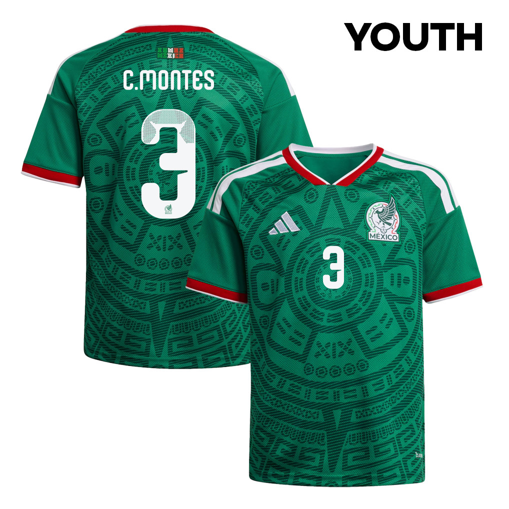 César Montes 3 Youth Mexico National Team 2026 Home Jersey - Green - Jersey Teams