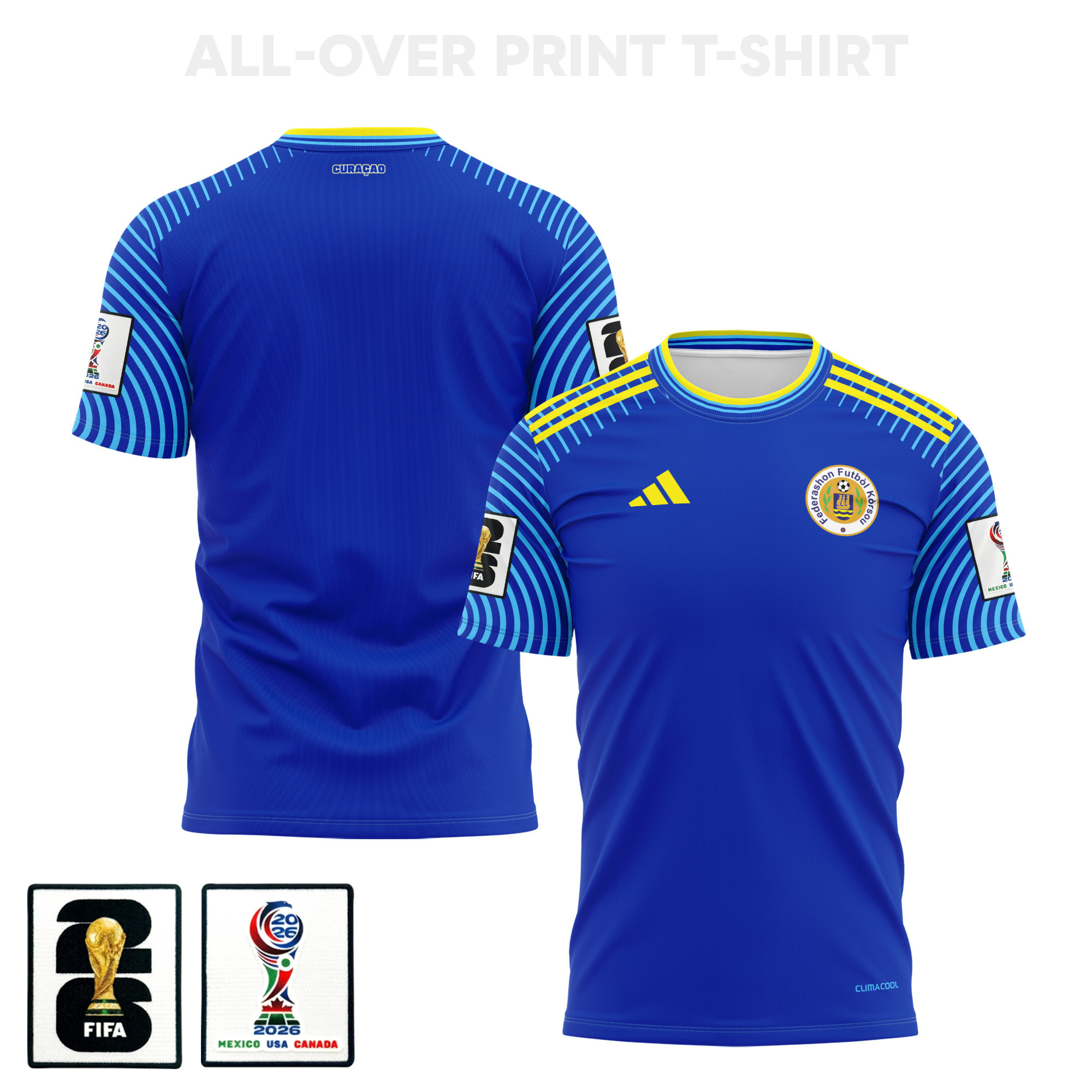 Curacao 2026 Home 3D T-shirt Fully Printed – Unisex, Blue – Jersey Teams