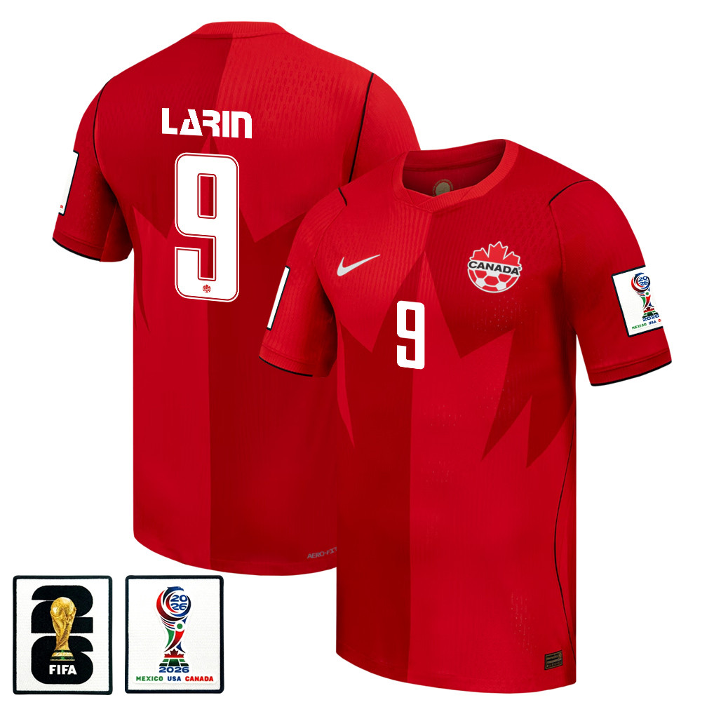 Cyle Larin 9 Canada National Team 2026 x World Cup Patch Home Jersey - Red, Men - Jersey Teams