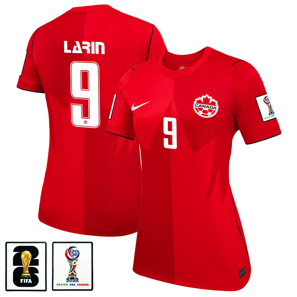 Cyle Larin 9 Women’s Canada National Team 2026 Home Jersey – Red – Jersey Teams
