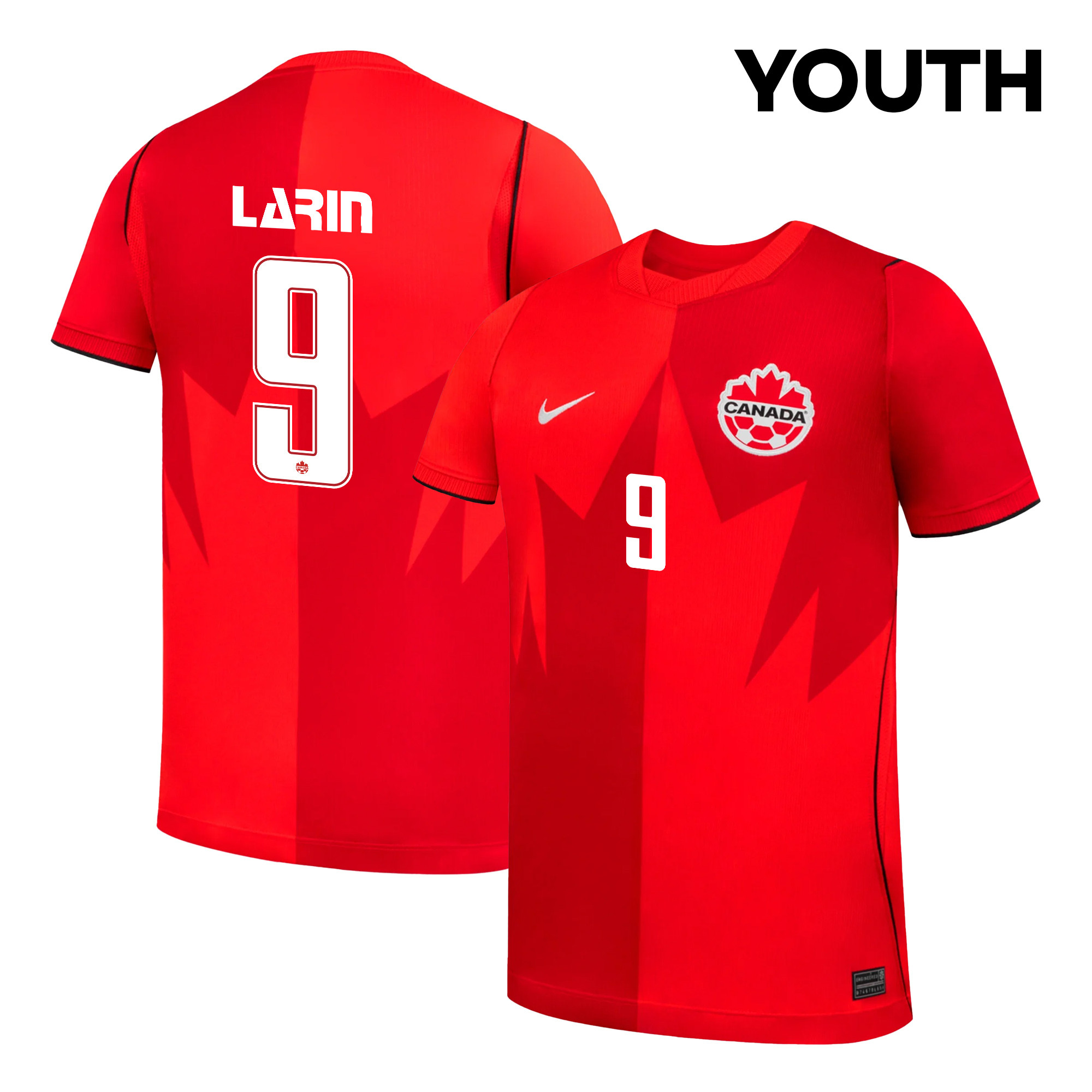 Cyle Larin 9 Youth Canada National Team 2026 Home Jersey - Red - Jersey Teams