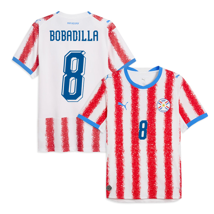 Damián Bobadilla 8 Paraguay National Team 2026 Home Jersey - White/Red, Men - Jersey Teams