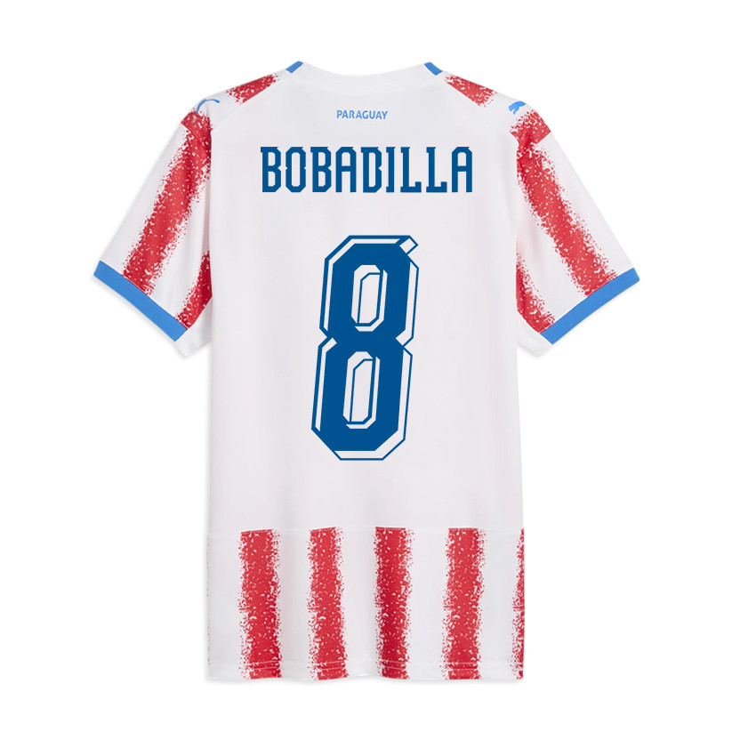 Damián Bobadilla 8 Youth Paraguay National Team 2026 Home Jersey - White/Red - Jersey Teams