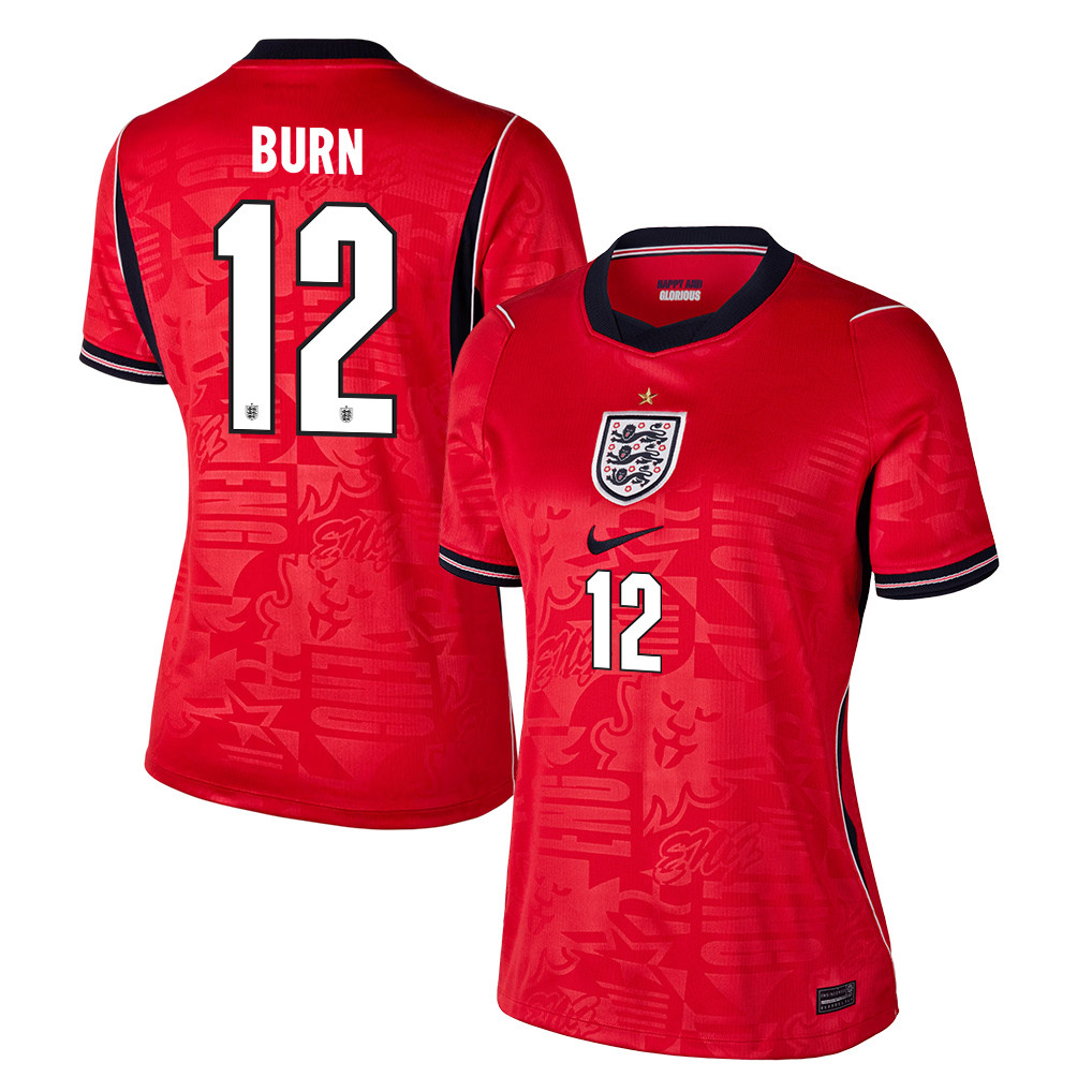 Dan Burn 12 Women's England National Team 2026 Away Jersey - Red - Jersey Teams