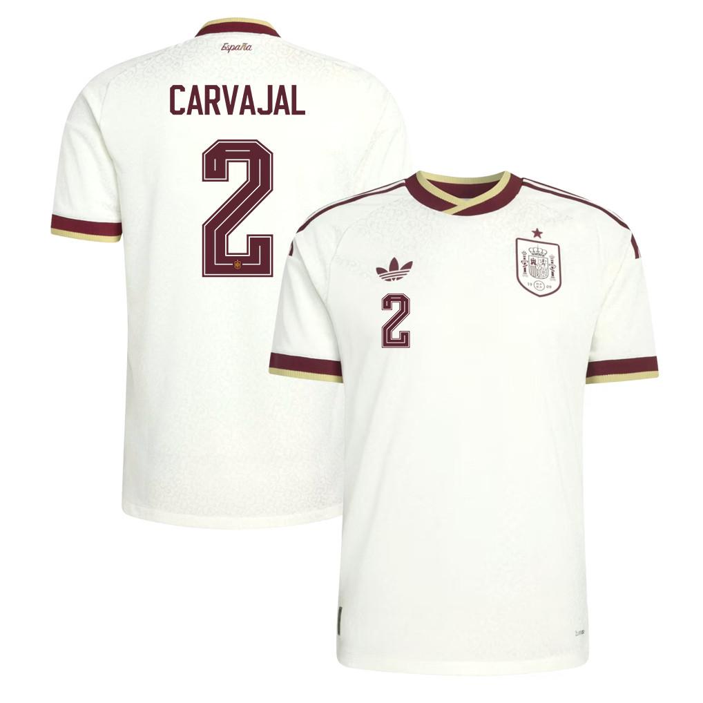 Dani Carvajal 2 Spain National Team 2026 Away Jersey - White, Men - Jersey Teams