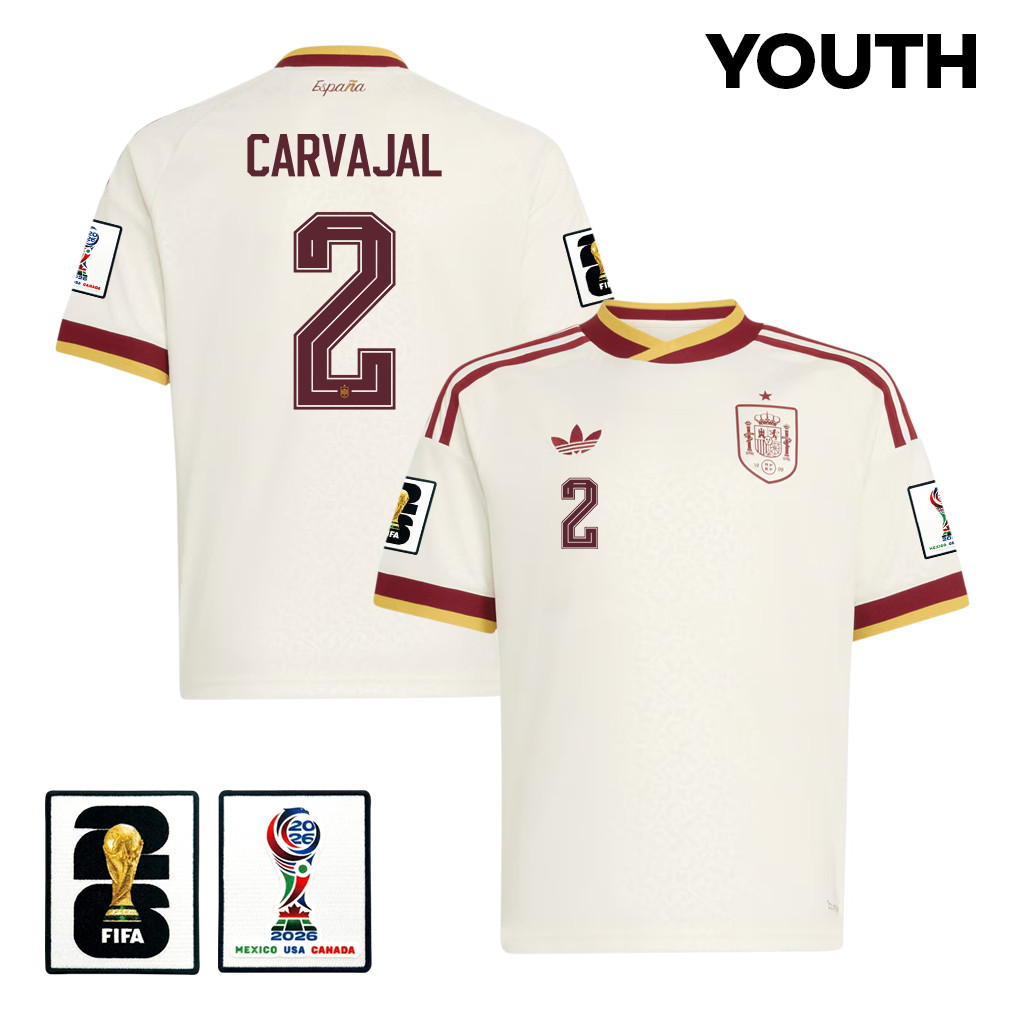 Dani Carvajal 2 Spain National Team 2026 Youth Away Jersey – White – Jersey Teams