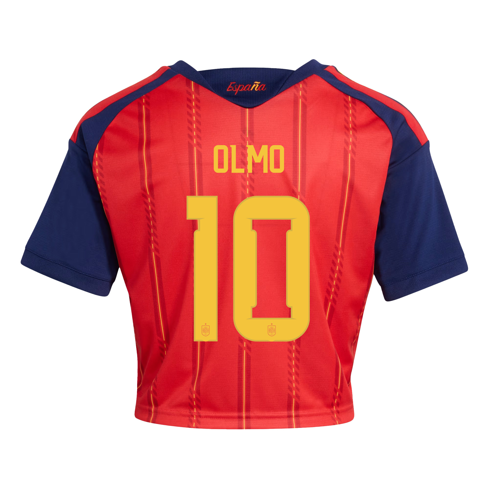 Dani Olmo 10 Spain 2026 Home Women’s Cropped Jersey - Red - Jersey Teams
