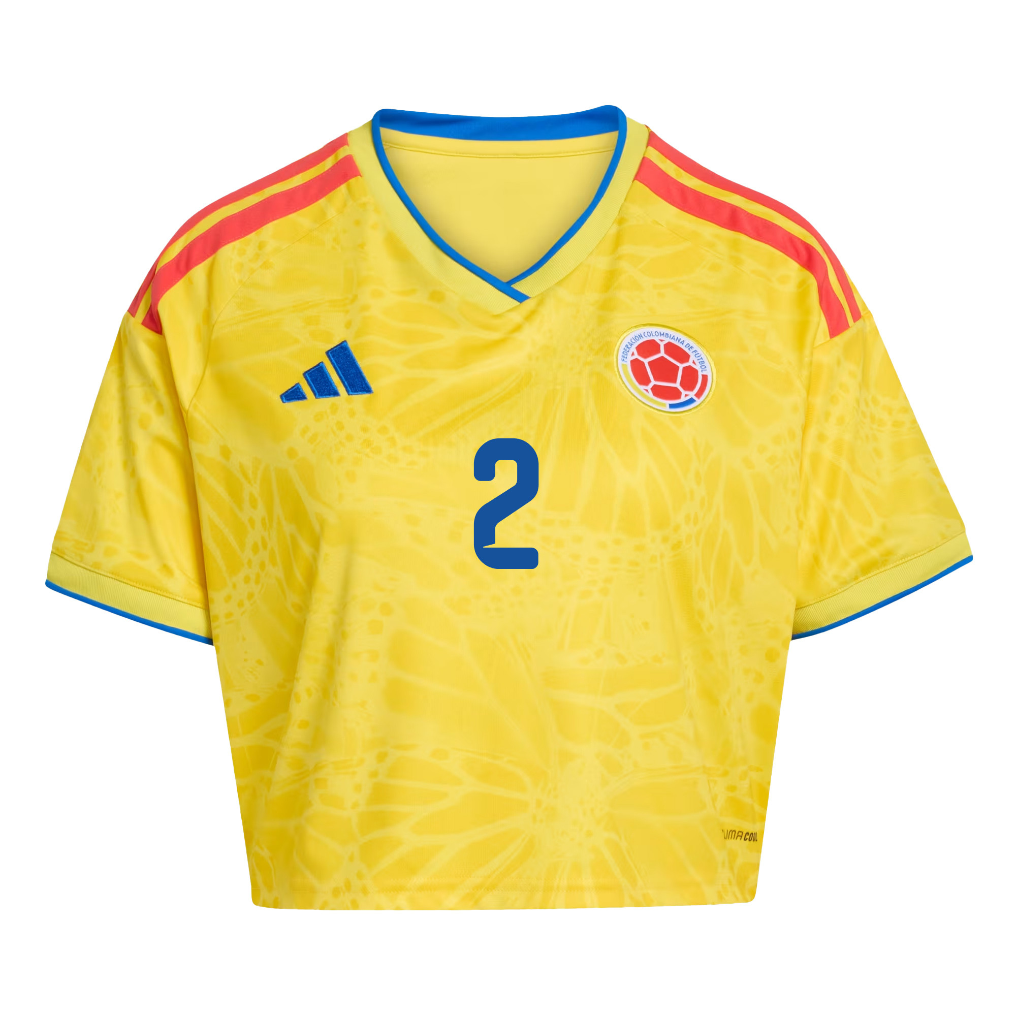 Daniel Muñoz 2 Colombia 2026 Home Women’s Cropped Jersey - Yellow - Jersey Teams
