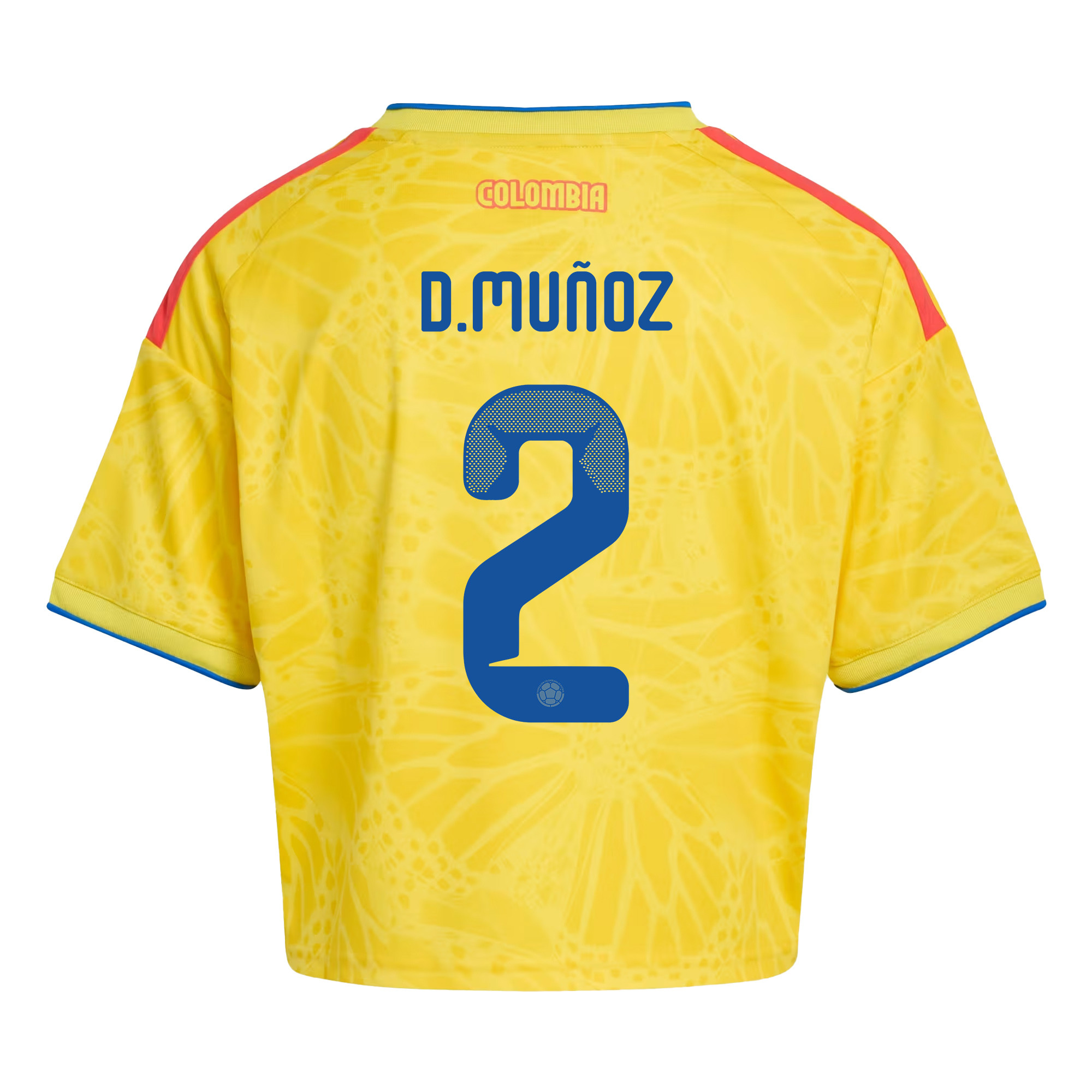 Daniel Muñoz 2 Colombia 2026 Home Women’s Cropped Jersey - Yellow - Jersey Teams