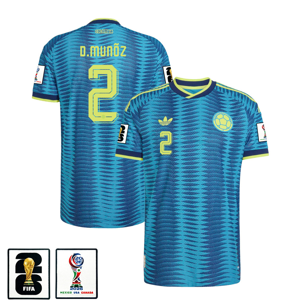 Daniel Muñoz 2 Colombia National Team 2026 x World Cup Patch Away Jersey - Turquoise, Men - Jersey Teams