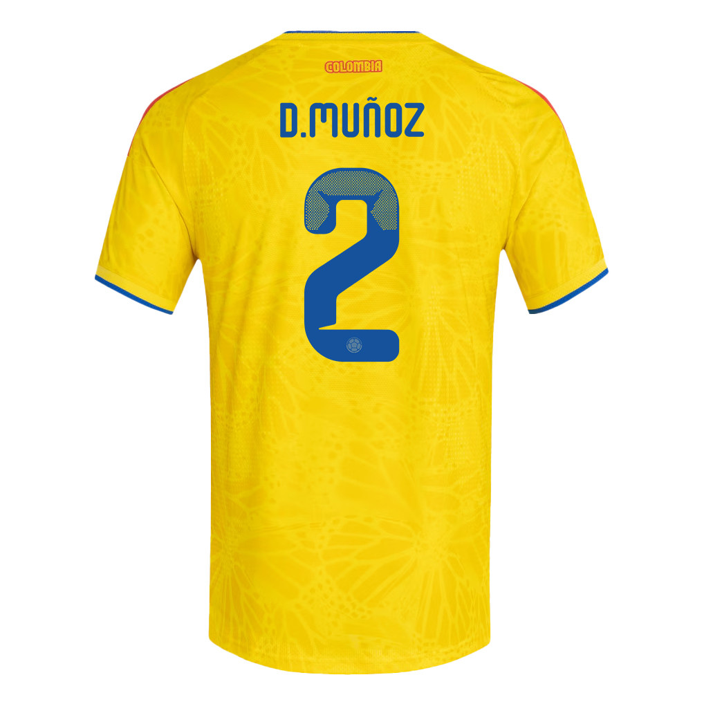 Daniel Muñoz 2 Colombia National Team 2026 x World Cup Patch Home Jersey - Yellow, Men - Jersey Teams