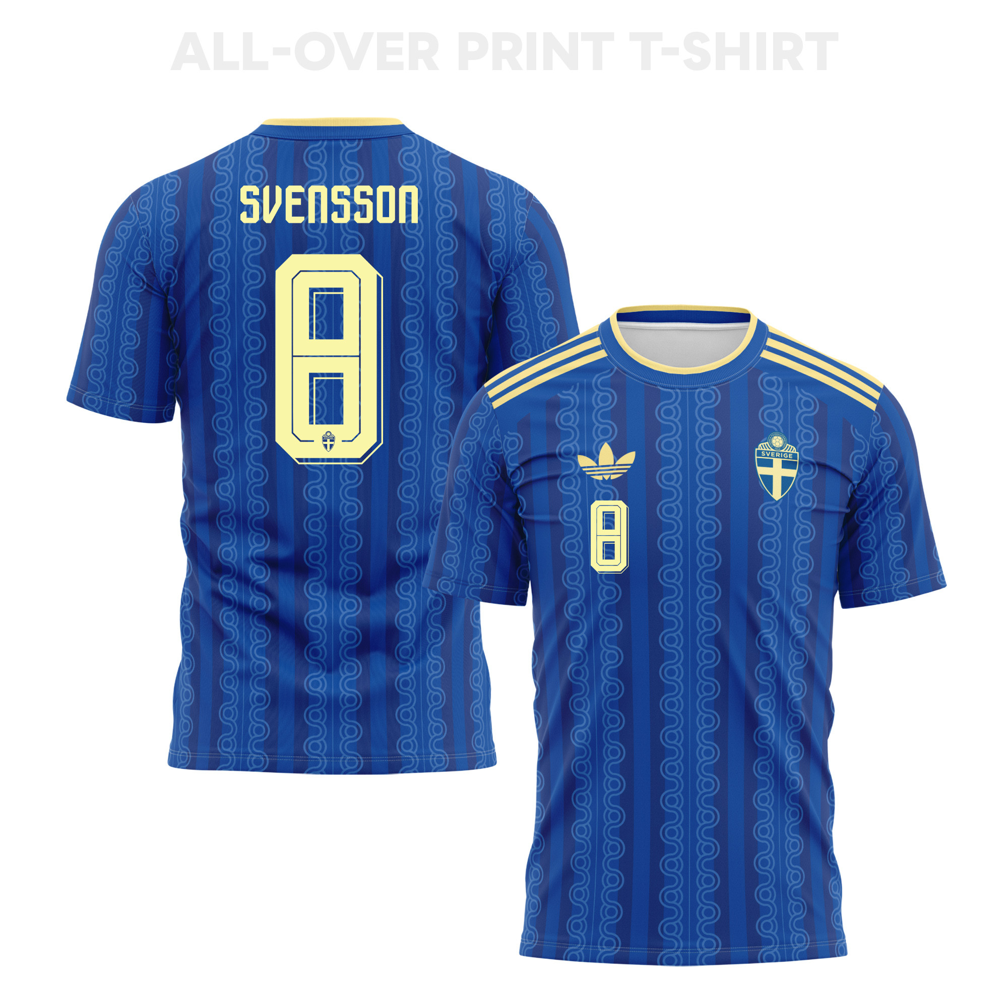 Daniel Svensson 8 Sweden 2026 Away 3D T-Shirt Fully Printed – Unisex, Blue - Jersey Teams