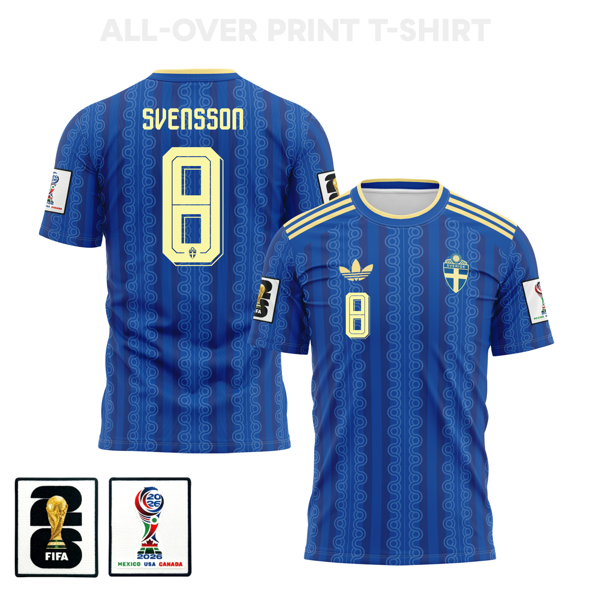 Daniel Svensson 8 Sweden 2026 Away 3D T-Shirt Fully Printed – Unisex, Blue – Jersey Teams