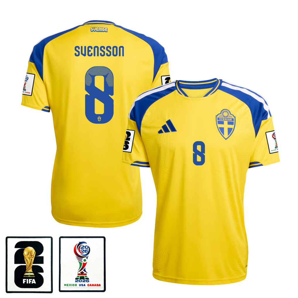 Daniel Svensson 8 Sweden National Team 2026 x World Cup Patch Home Jersey - Yellow, Men - Jersey Teams