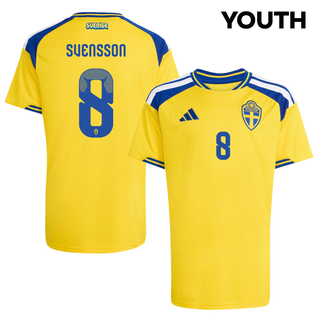 Daniel Svensson 8 Youth Sweden National Team 2026 Home Jersey - Yellow - Jersey Teams