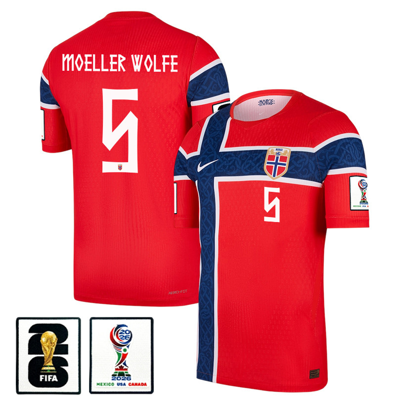 David Moeller Wolfe 5 Norway National Team 2026 x World Cup Patch Home Jersey - Red, Men - Jersey Teams