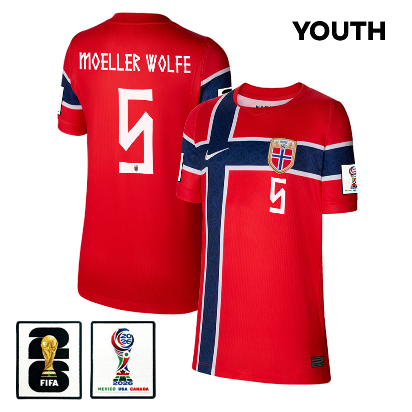 David Moeller Wolfe 5 Youth Norway National Team 2026 Home Jersey - Red - Jersey Teams