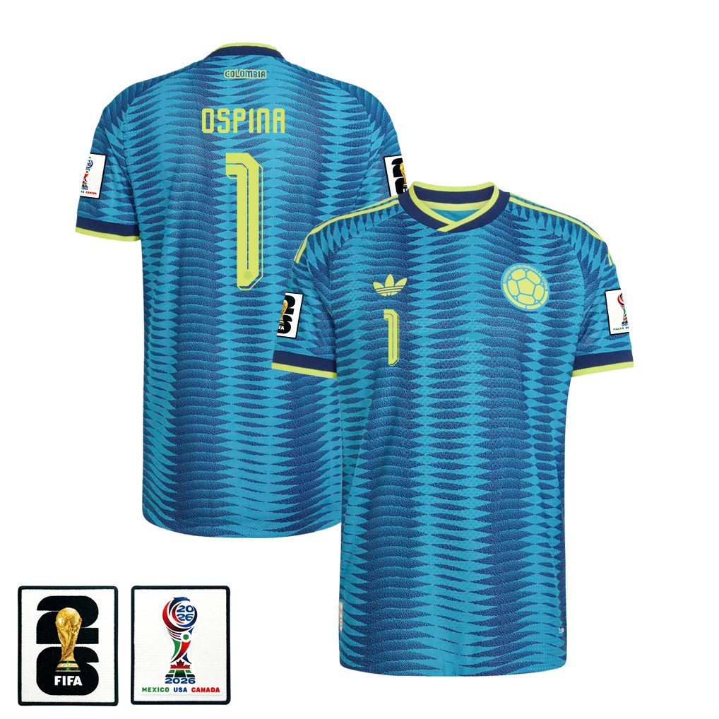 David Ospina 1 Colombia National Team 2026 x World Cup Patch Away Jersey - Turquoise, Men - Jersey Teams