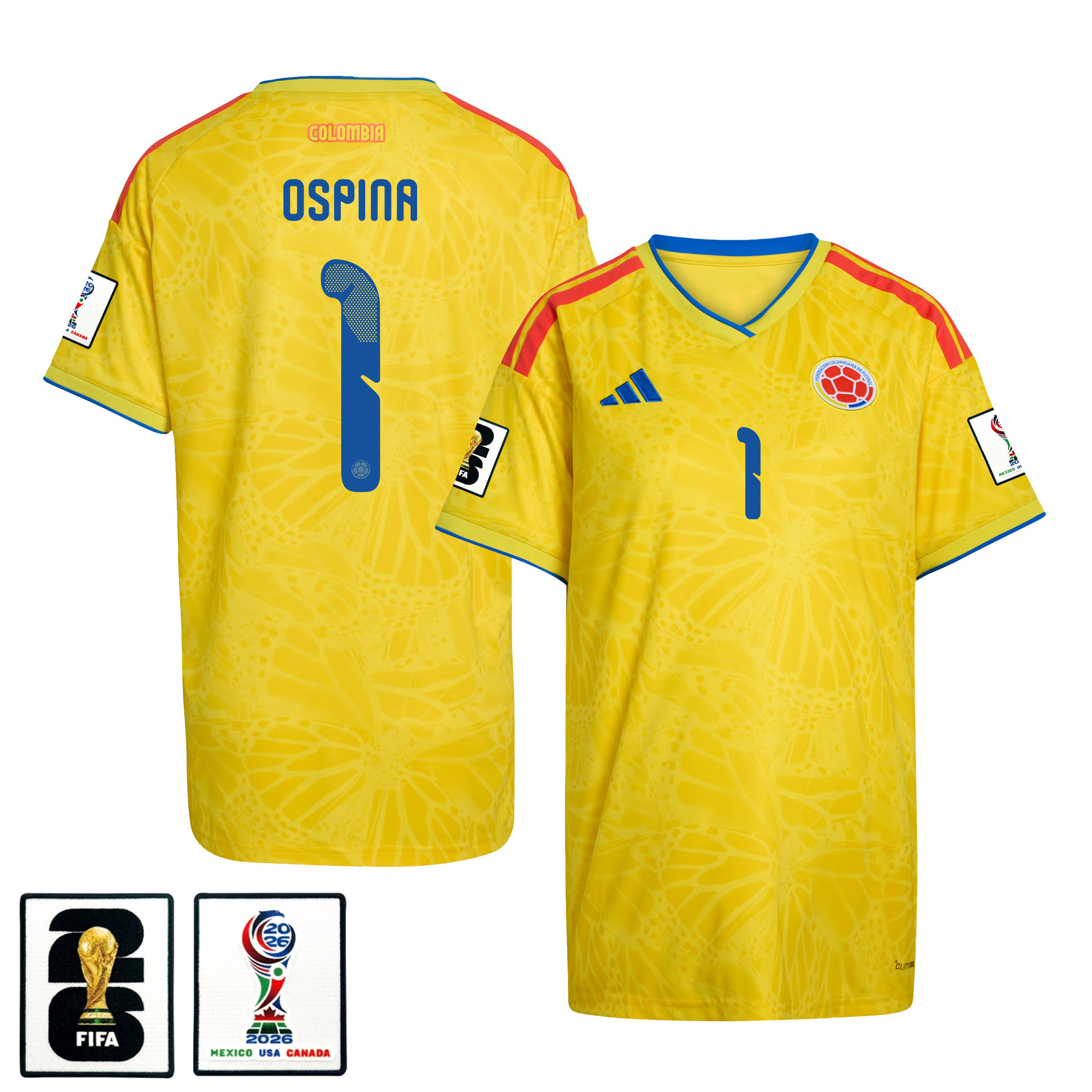 David Ospina 1 Women's Colombia National Team 2026 Home Jersey - Yellow - Jersey Teams