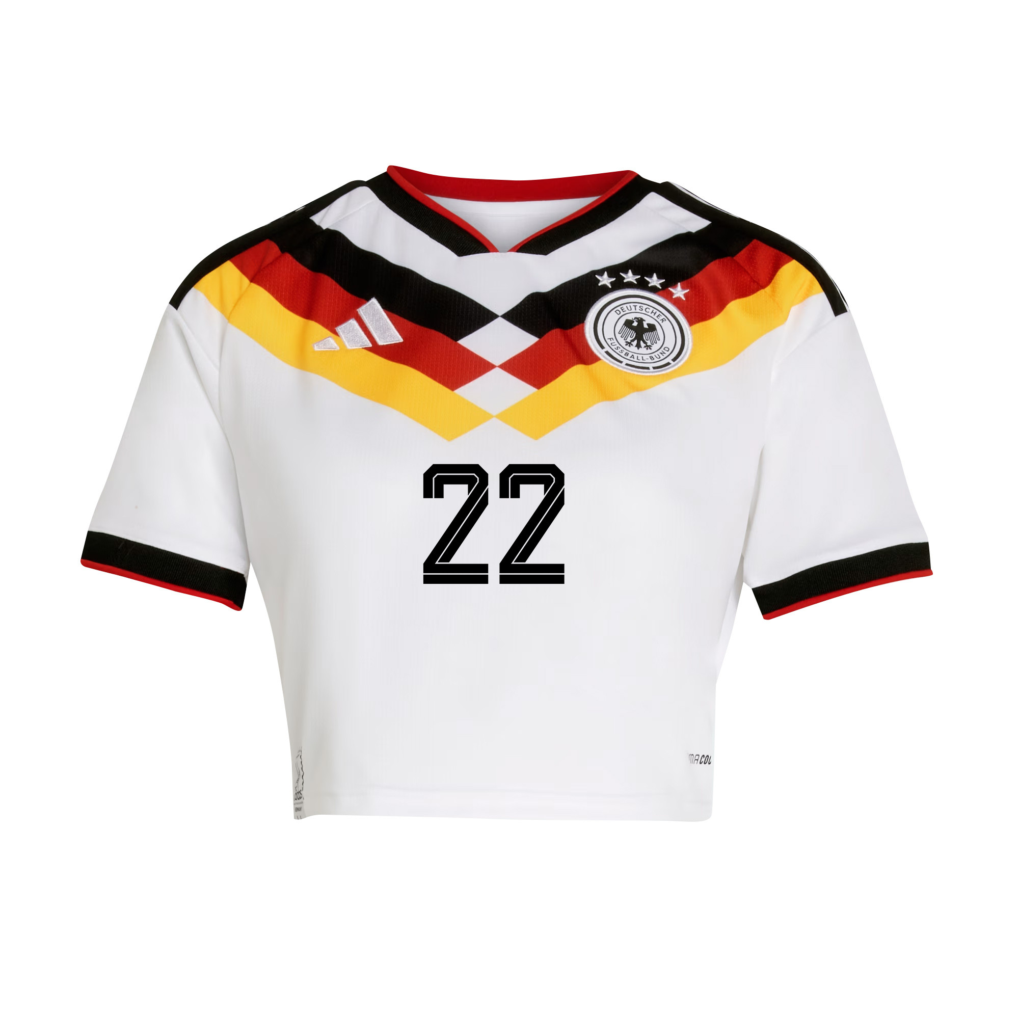 David Raum 22 Germany 2026 Home Women’s Cropped Jersey - White - Jersey Teams