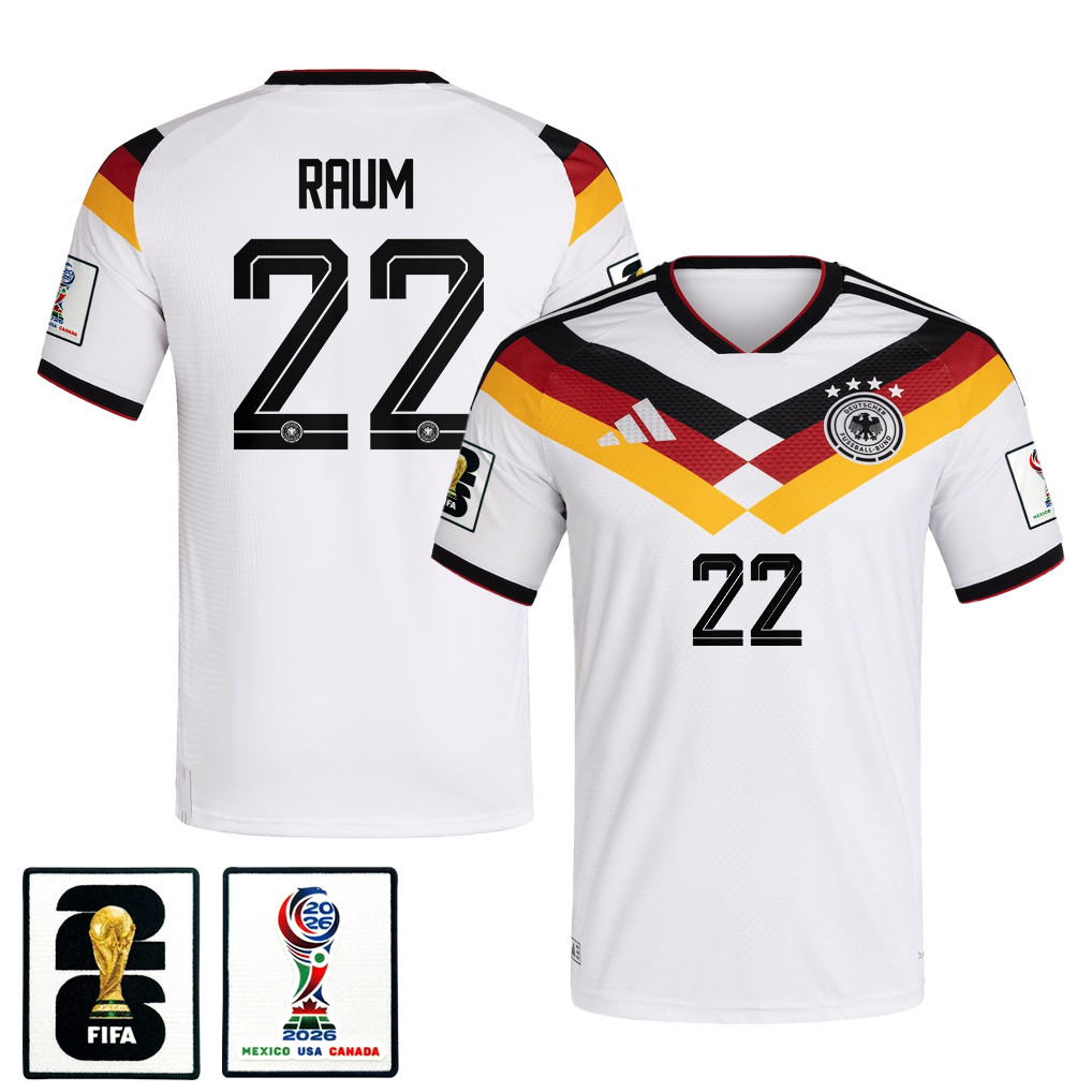 David Raum 22 Germany National Team 2026 x World Cup Patch Home Jersey - White, Men - Jersey Teams