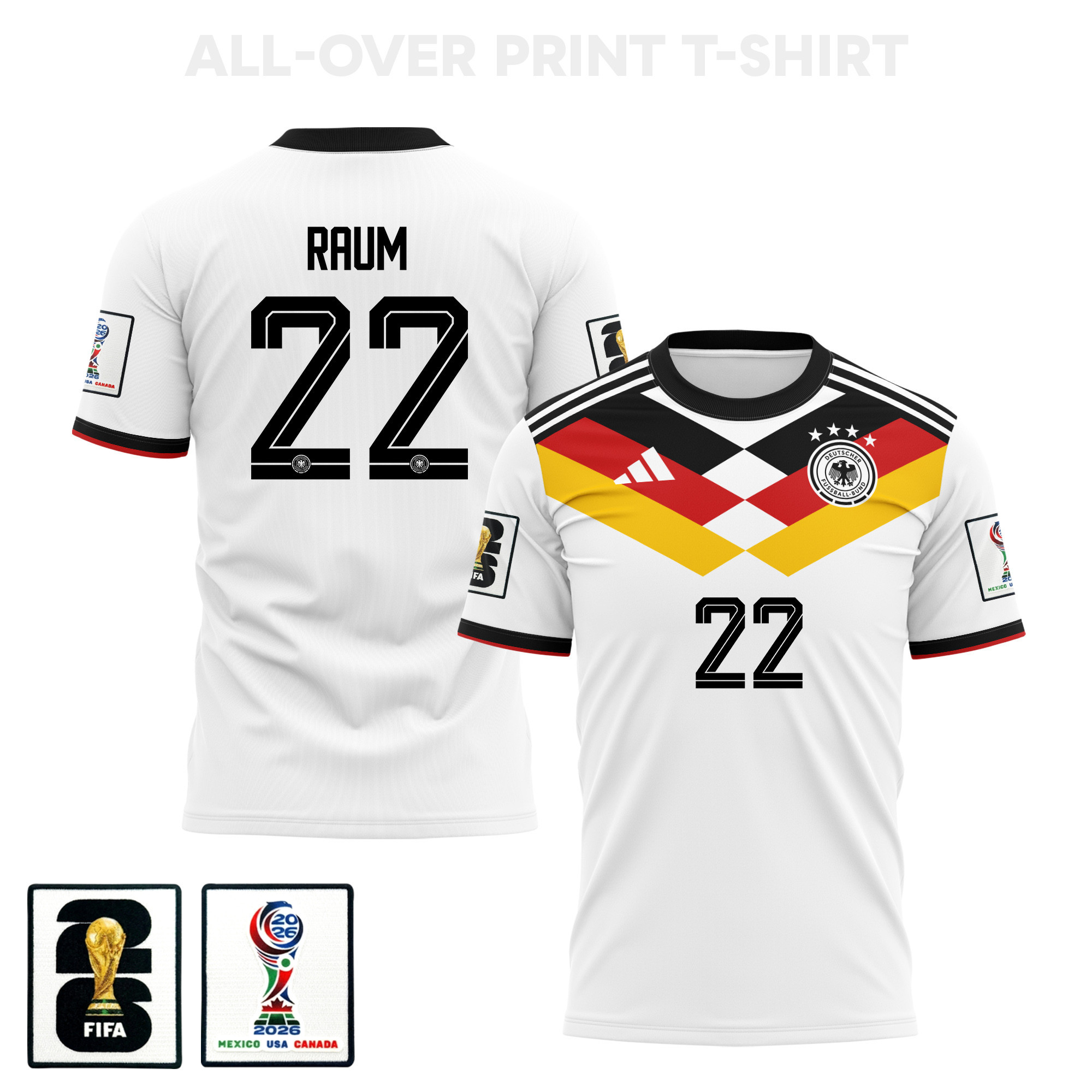 David Room 22 Germany 2026 Home 3D T-Shirt Fully Printed – Unisex, White - Jersey Teams