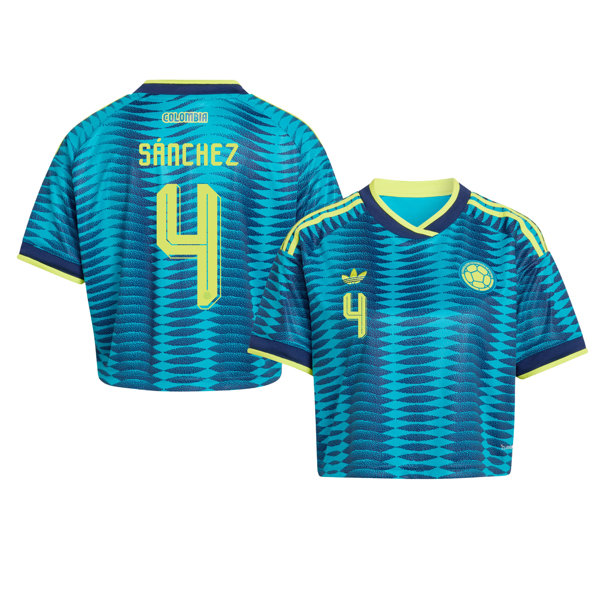 Davinson Sánchez 4 Colombia 2026 Away Women’s Cropped Jersey - Turquoise - Jersey Teams