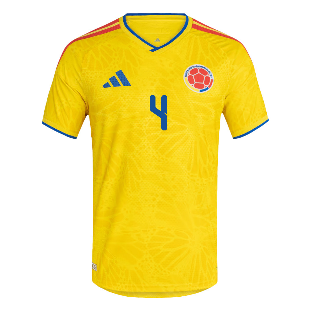 Davinson Sánchez 4 Colombia National Team 2026 x World Cup Patch Home Jersey - Yellow, Men - Jersey Teams