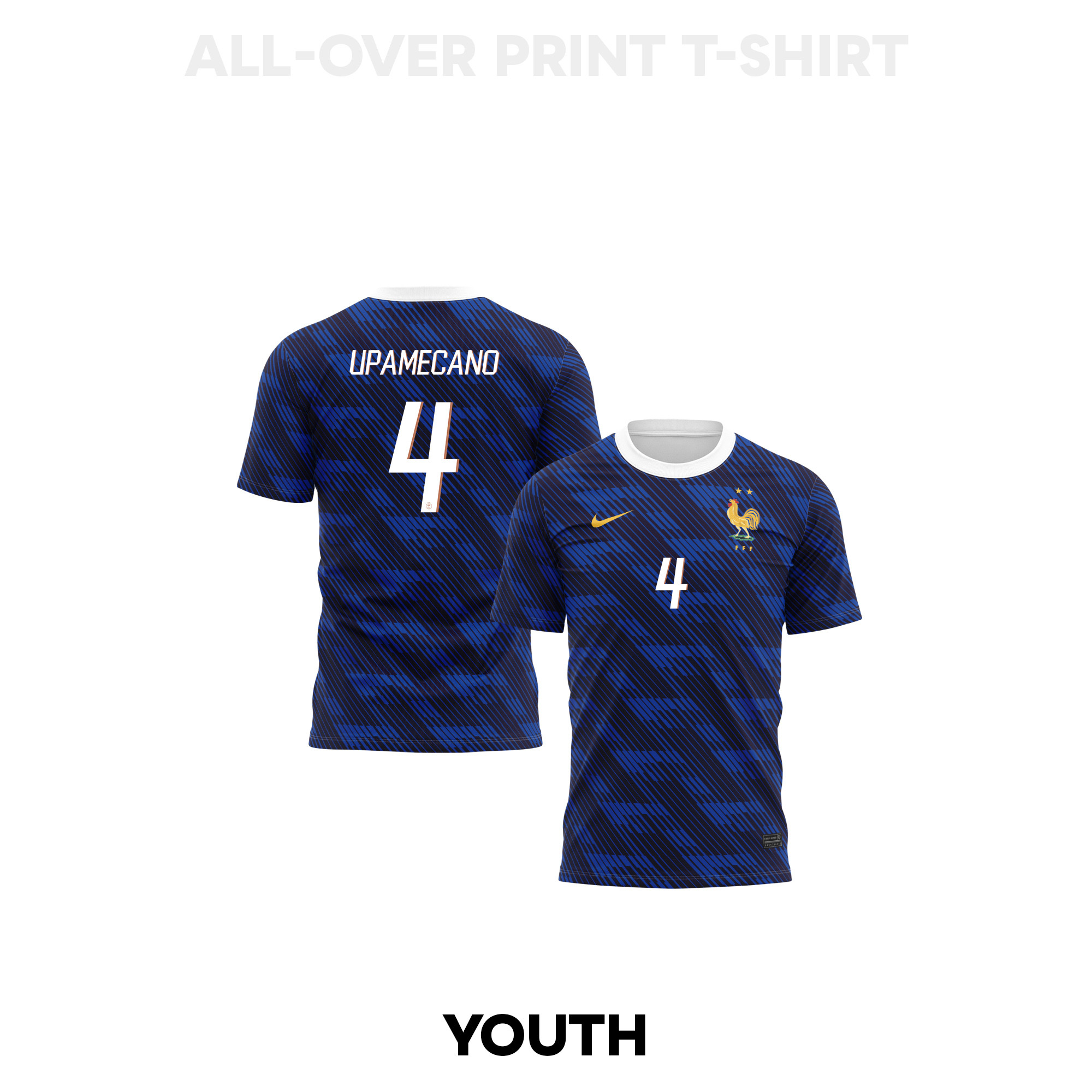 Dayot Upamecano 4 Youth France 2026 Home 3D T-shirt Fully Printed – Blue - Jersey Teams