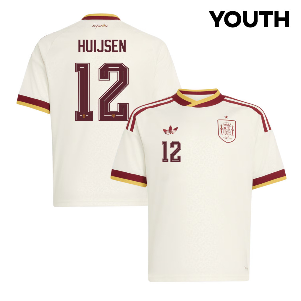 Dean Huijsen 12 Spain National Team 2026 Youth Away Jersey - White - Jersey Teams