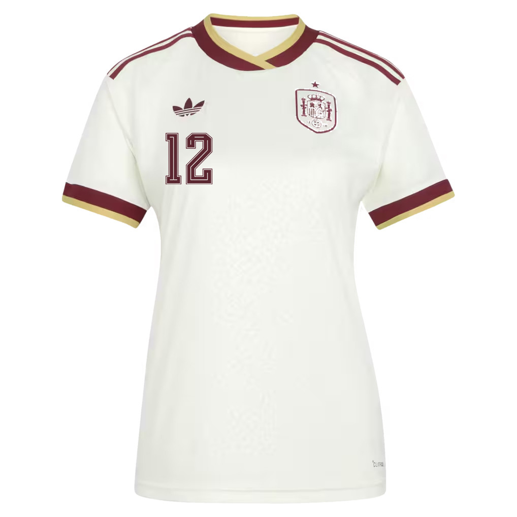 Dean Huijsen 12 Women's Spain National Team 2026 Away Jersey - White - Jersey Teams
