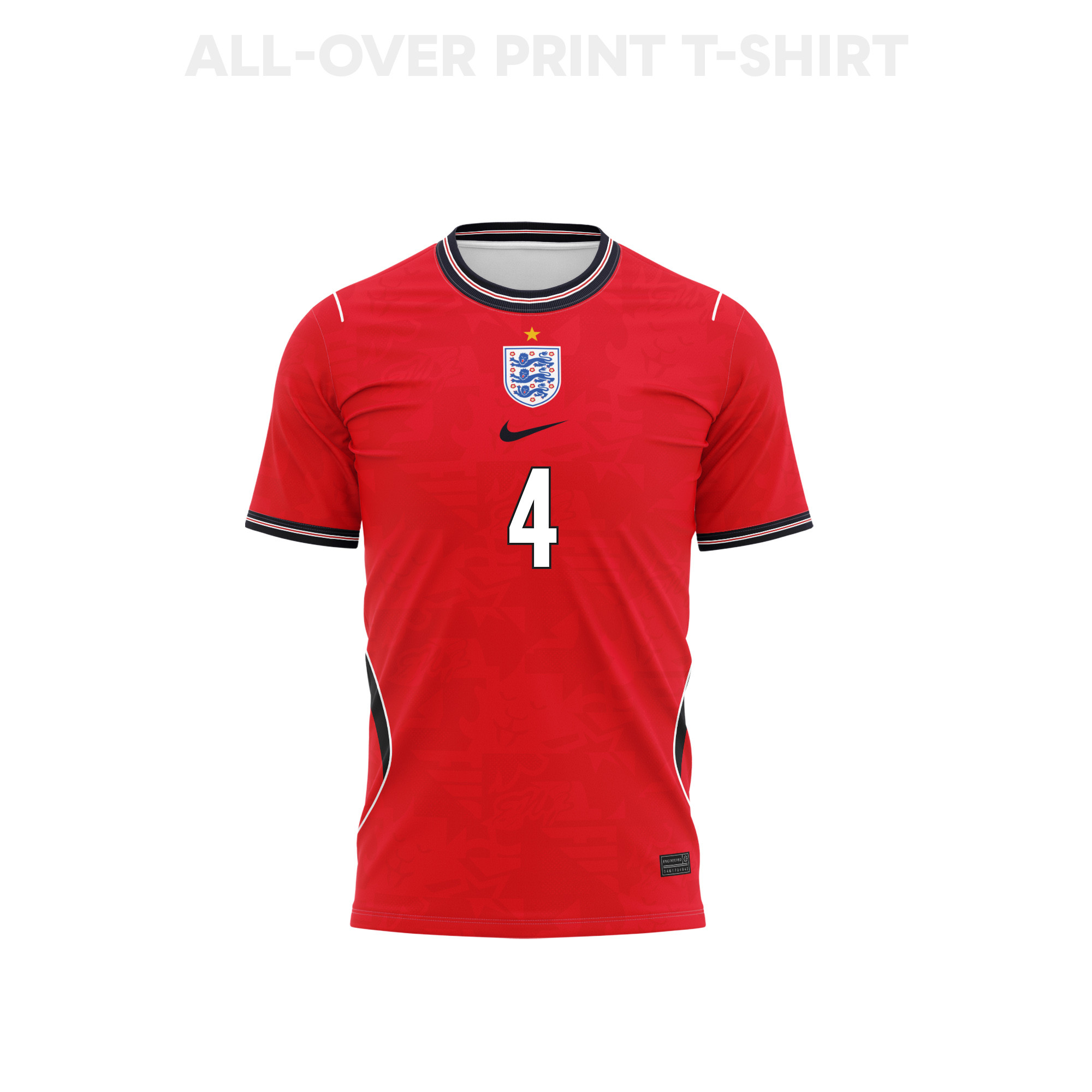 Declan Rice 4 England 2026 Away 3D T-Shirt Fully Printed – Unisex, Red - Jersey Teams