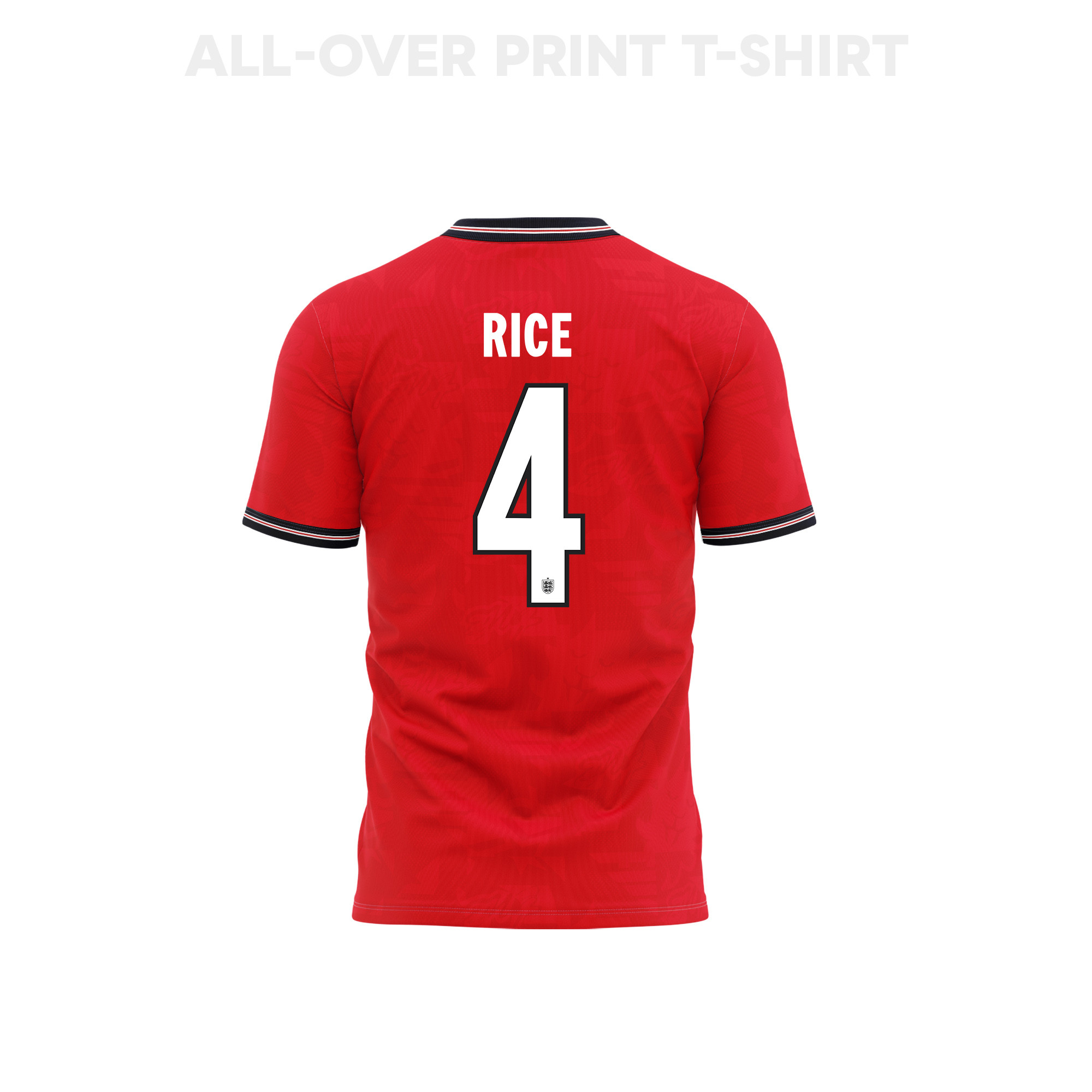 Declan Rice 4 England 2026 Away 3D T-Shirt Fully Printed – Unisex, Red - Jersey Teams