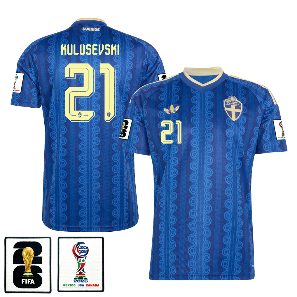 Dejan  Kulusevski 21 Sweden National Team 2026 Away Jersey - Blue, Men - Jersey Teams