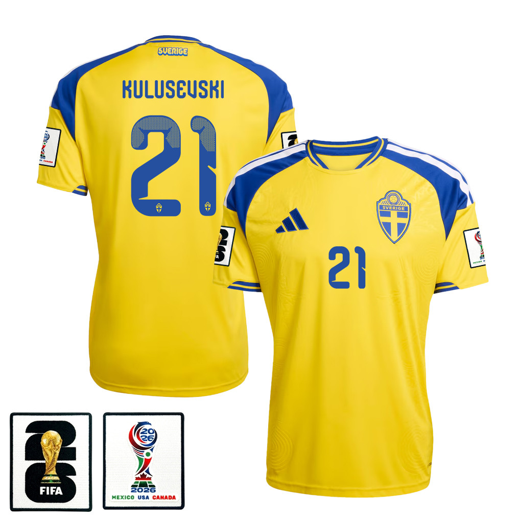 Dejan Kulusevski 21 Sweden National Team 2026 x World Cup Patch Home Jersey - Yellow, Men - Jersey Teams