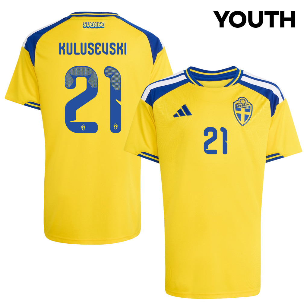 Dejan Kulusevski 21 Youth Sweden National Team 2026 Home Jersey - Yellow - Jersey Teams