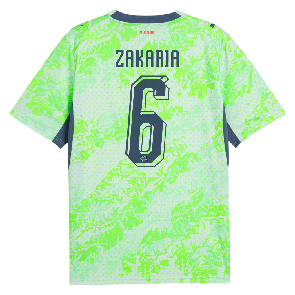 Denis Zakaria 6 Switzerland National Team 2026 x World Cup Patch Away Jersey - Men, Green - Jersey Teams