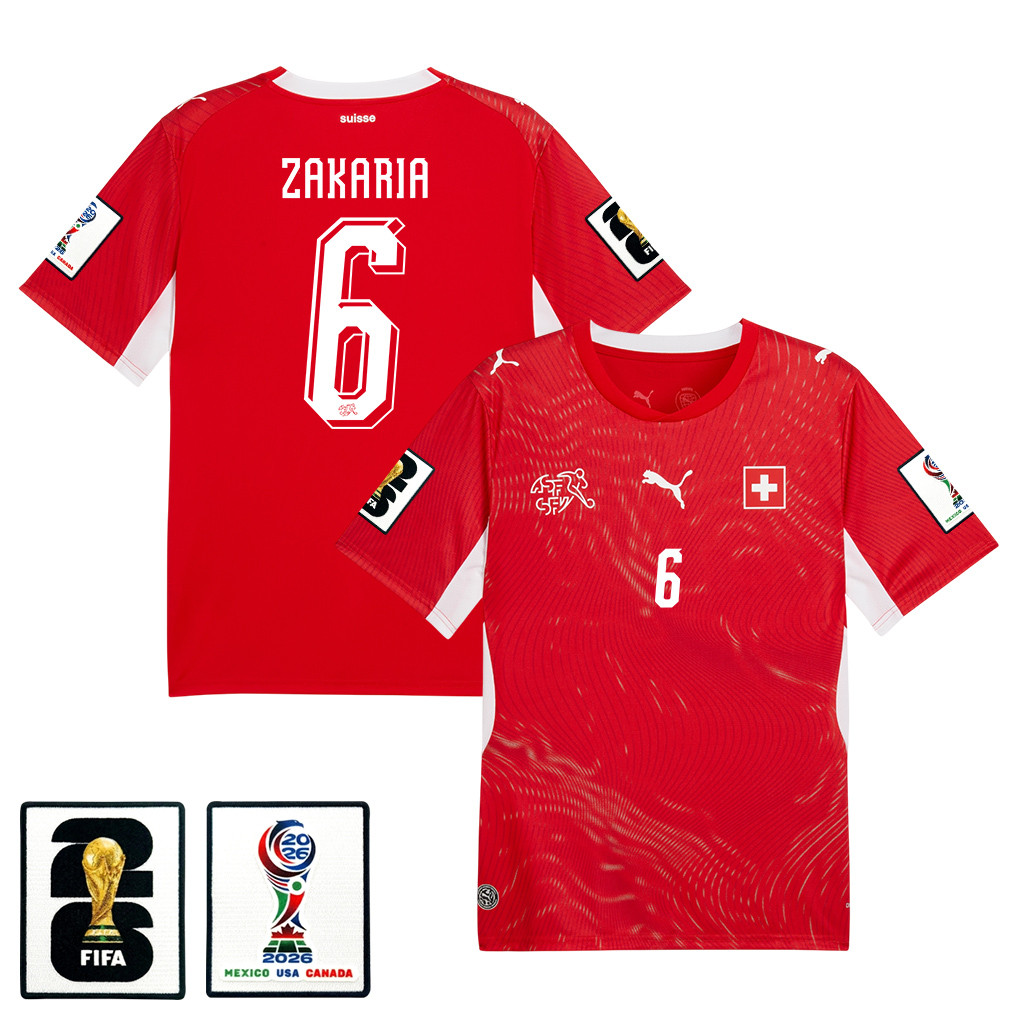 Denis Zakaria 6 Switzerland National Team 2026 x World Cup Patch Home Jersey - Red, Men - Jersey Teams