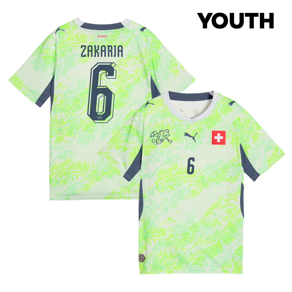 Denis Zakaria 6 Youth Switzerland National Team 2026 Away Jersey - Green - Jersey Teams