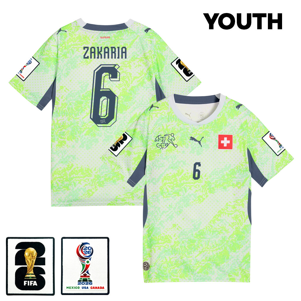 Denis Zakaria 6 Youth Switzerland National Team 2026 Away Jersey - Green - Jersey Teams