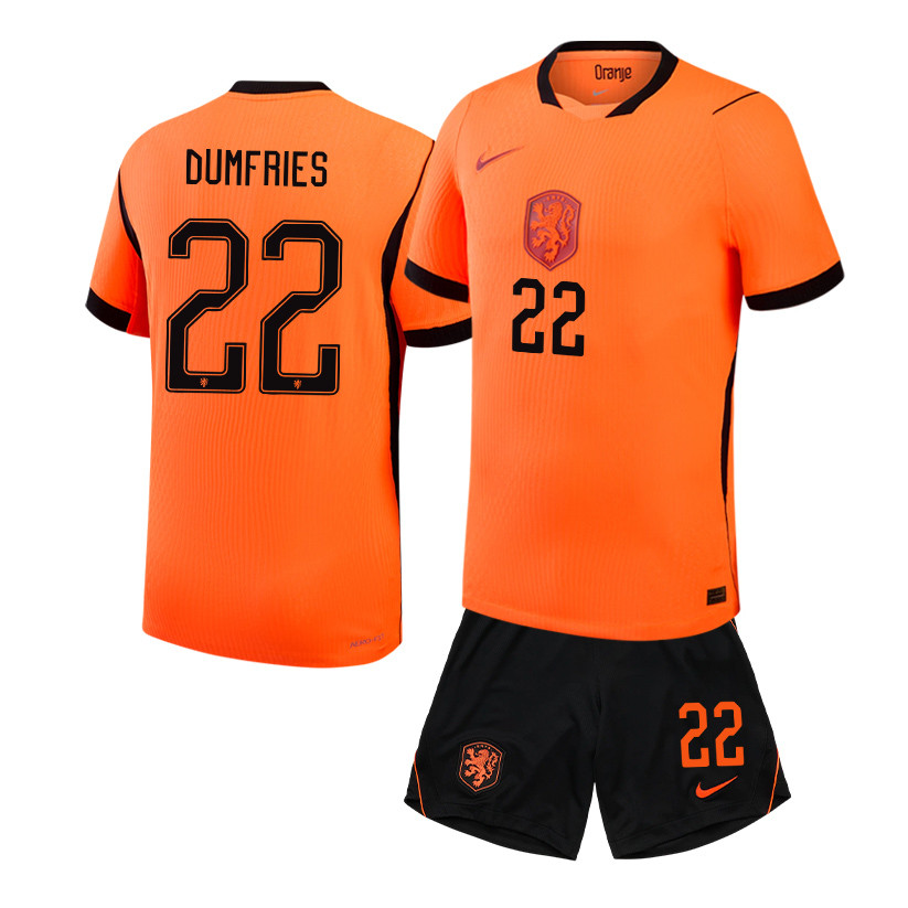 Denzel Dumfries 22 Netherlands 2026 Home Men Kit Set – Orange - Jersey Teams