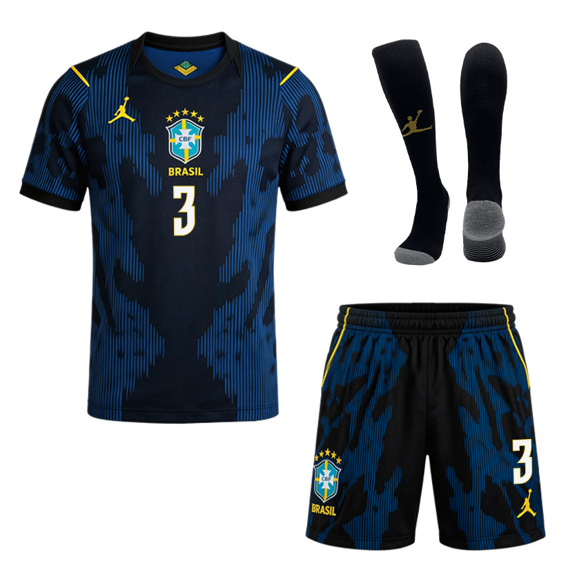Éder Militão 3 Brazil 2026 Away Men Kit Set – Blue - Jersey Teams