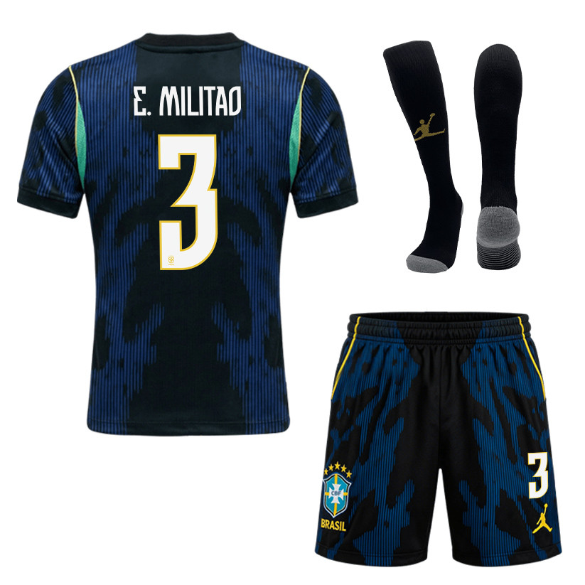 Éder Militão 3 Brazil 2026 Away Men Kit Set – Blue - Jersey Teams